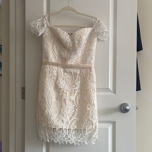 Chi Chi London Cream Lace Dress